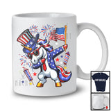 Unicorn Dabbing With American Flag, Cheerful 4th Of July Fireworks Unicorn, Patriotic Lover T-Shirt