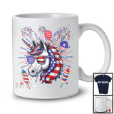 Unicorn Face With American Flag, Cheerful 4th Of July Fireworks Unicorn, Patriotic Lover T-Shirt