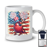 Vintage American Flag Cardinal Bird With Firecracker, Lovely 4th Of July Fireworks, Patriotic T-Shirt