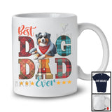 Vintage Best Dog Dad Ever, Happy Father's Day Plaid Australian Shepherd Sunglasses, Family T-Shirt