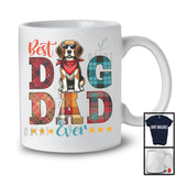 Vintage Best Dog Dad Ever, Happy Father's Day Plaid Beagle Sunglasses, Daddy Family T-Shirt