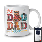 Vintage Best Dog Dad Ever, Happy Father's Day Plaid Pit Bull Sunglasses, Daddy Family T-Shirt
