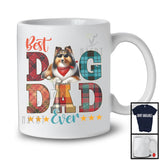 Vintage Best Dog Dad Ever, Happy Father's Day Plaid Sheltie Sunglasses, Daddy Family T-Shirt