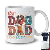 Vintage Best Dog Dad Ever, Happy Father's Day Plaid St. Bernard Sunglasses, Daddy Family T-Shirt