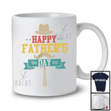 Vintage Happy Father's Day, Humorous Mustache Hat Cravat Dad Lover, Matching Family Group T-Shirt