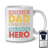 Vintage Husband Dad Librarian Warrior Hero, Proud Father's Day Daddy, Family Group T-Shirt