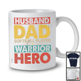 Vintage Husband Dad Softball PlayerWarrior Hero, Proud Father's Day Sport Playing Team T-Shirt