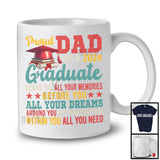 Vintage Proud Dad Of A 2024 Graduate, Awesome Father's Day Graduation, Daddy Papa Family T-Shirt