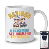 Vintage Retired Under New Management Husband, Humorous Retirement, Couple Family Group T-Shirt