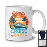 Vintage Retro Friends Cruise 2024, Happy Summer Vacation Cruising Cruise Ship, Family Group T-Shirt