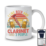 Vintage Retro I Like Beer And Clarinet And 3 People, Cool Drinking Drunker, Musical Instruments T-Shirt