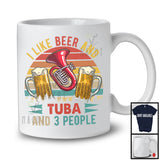 T-Shirt Vintage rétro, j'aime la bière et le tuba et 3 personnes, ivrogne cool, instruments de musique