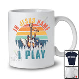 Vintage Retro Jesus Name I Play, Amazing Guitar Musician Cross, Matching Guitarist Group T-Shirt