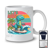Vintage Retro Let's Surf, Adorable Summer Vacation T-Rex Dinosaur Surfing Surfer, Family Group T-Shirt