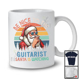 Vintage Retro Nice To The Guitarist Santa Is Watching; Proud Christmas Santa Sunglasses; Jobs T-Shirt