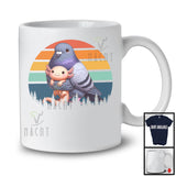 Vintage Retro Pigeon Hugging Axolotl, Lovely Axolotl Owner Animal Lover, Zoo Keeper Group T-Shirt