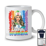 Vintage Retro Proud Nurse, Awesome LGBTQ Pride Rainbow Gay Flag, Matching LGBT Group T-Shirt