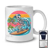 Vintage Retro Skeleton Surfing, Joyful Summer Vacation Christmas In July Beach, Surfer Lover T-Shirt