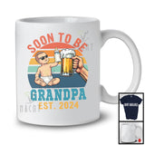 Vintage Retro Soon To Be Grandpa Est 2024, Cheerful Father's Day Beer Milk, Drinking Family T-Shirt