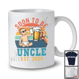 Vintage Retro Soon To Be Uncle Est 2024, Cheerful Father's Day Beer Milk, Drinking Family T-Shirt