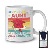 Vintage Retro Super Proud Aunt Senior Class Of 2024 Graduate, Cute Mother's Day Graduation T-Shirt