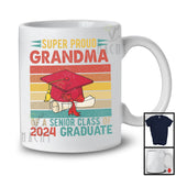 Vintage Retro Super Proud Grandma Senior Class Of 2024 Graduate, Cute Mother's Day Graduation T-Shirt