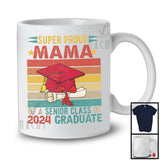 Vintage Retro Super Proud Mama Senior Class Of 2024 Graduate, Cute Mother's Day Graduation T-Shirt