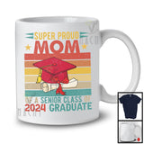T-shirt vintage rétro super fier maman senior de 2024 diplômé, joli t-shirt de remise de diplôme pour la fête des mères