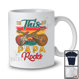 Vintage Retro This Papa Rocks, Humorous Father's Day Bass Guitar Player, Musical Instruments T-Shirt