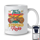 Vintage Retro This Stepdad Rocks, Humorous Father's Day Bass Guitar Player, Musical Instruments T-Shirt