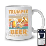 Vintage Retro Trumpet And Beer, Humorous Drinking Drunker, Musical Instruments Player T-Shirt