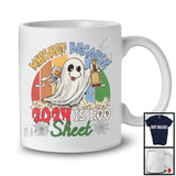 Vintage Retro Whiskey Because 2024 Is Boo Sheet, Joyful Halloween Ghost Drinking, Drunker T-Shirt