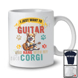 Vintage Want To Play Guitar And Hang With My Corgi, Lovely Father's Day Guitarist, Family T-Shirt