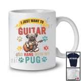 Vintage Want To Play Guitar And Hang With My Pug, Lovely Father's Day Guitarist, Family T-Shirt