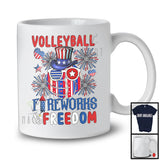 Volleyball Fireworks And Freedom, Proud 4th Of July American Flag Sports Player, Patriotic T-Shirt