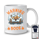 Warning May Contain Boos, Creepy Halloween Boo Ghost, Matching Drunker Drinking Beer T-Shirt