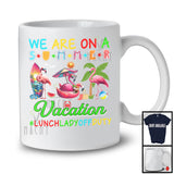 We Are On A Summer Vacation, Colorful Beach Matching Lunch Lady Group, Flamingo Lover T-Shirt