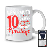 We Survived 10 Years Of Marriage, Humorous 10th Wedding Anniversary Rings, Couple Family T-Shirt