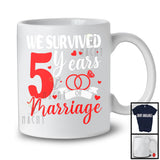 We Survived 5 Years Of Marriage, Humorous 5th Wedding Anniversary Rings, Couple Family T-Shirt