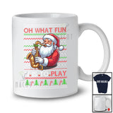 What Fun It Is To Play; Joyful Christmas Santa Playing Saxophone Player; Sweater Sport Team T-Shirt