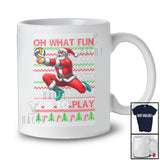 What Fun It Is To Play; Joyful Christmas Santa Playing Volleyball Player; Sweater Sport Team T-Shirt