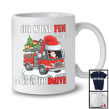 What Fun To Drive; Joyful Christmas Moon Santa Fire Truck Driver; X-mas Family Group T-Shirt