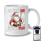 What Fun To Play; Joyful Christmas Moon Santa Softball Player Playing; X-mas Sport Team T-Shirt