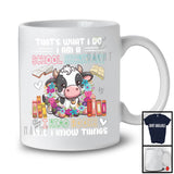 What I Do I Am A School Secretary I Read Books, Adorable Cow In Flowers Circle, Reading T-Shirt