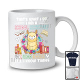 What I Do I Am A School Secretary I Read Books, Adorable Llama In Flowers Circle, Reading T-Shirt