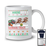 Where My Garbage Truck At; Sarcastic Christmas Sweater Santa Reindeer Garbage Truck; Snow Family T-Shirt