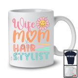 Wife Mom Hair Stylist, Lovely Mother's Day Flowers, Matching Hair Stylist Family Lover Group T-Shirt