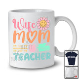 Wife Mom Teacher, Lovely Mother's Day Flowers, Matching Teacher Family Lover Group T-Shirt