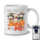 Will Clean Teeth For Pie; Creepy Thanksgiving Plaid Pumpkin Pie Three Teeth; Dental Dentist T-Shirt