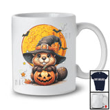 Witch Beaver With Pumpkin Scary Moon; Creepy Halloween Costume Animal; Family Group T-Shirt